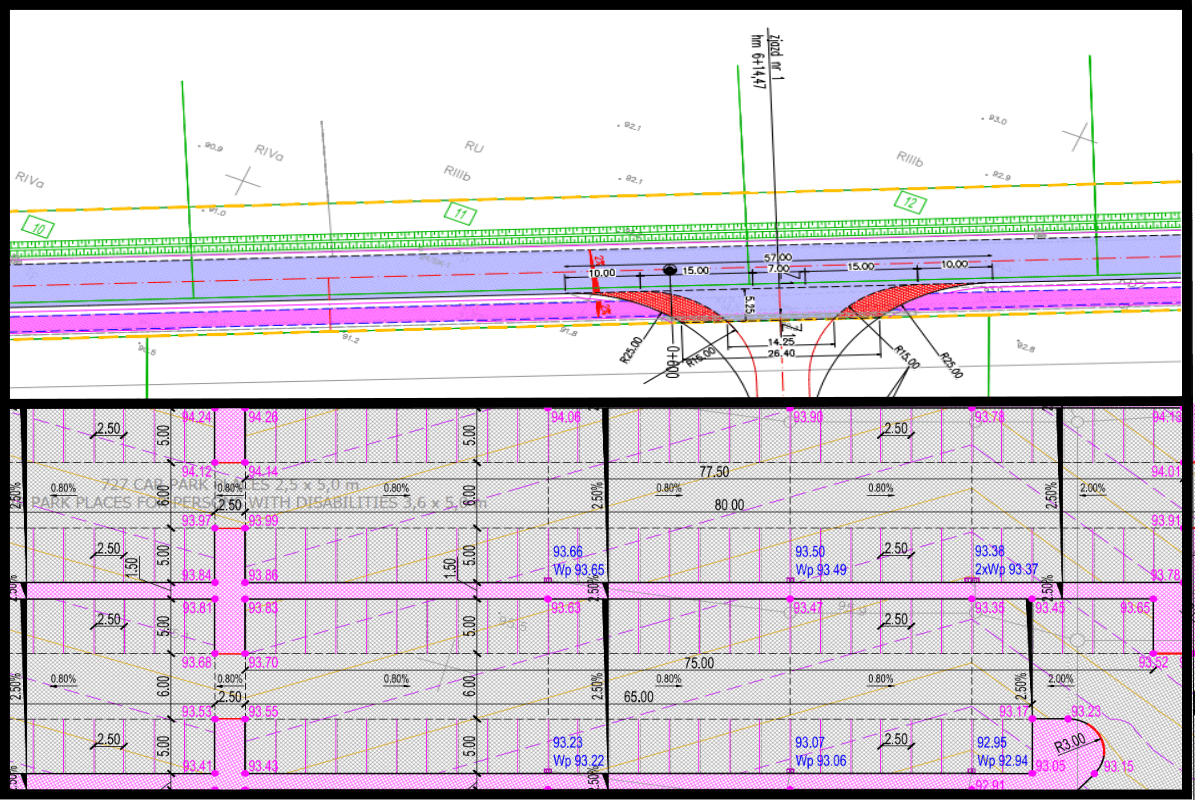 Projekty budowlane i wykonawcze dróg publicznych, placów, parkingów.